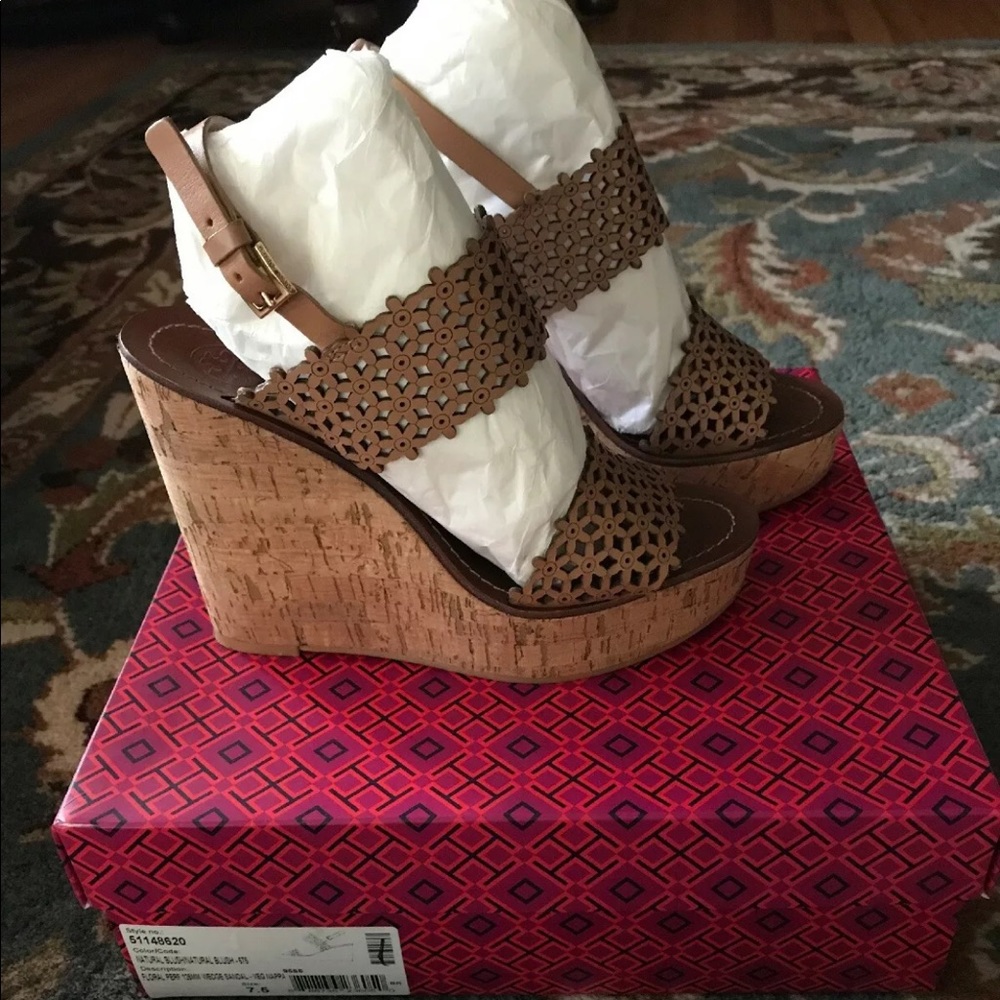 Tory Burch Cork Wedge Sandal Sz 7.5